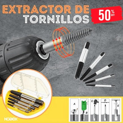 Extractor de Tornillos Dañados o Desgastados X5 Tamaños